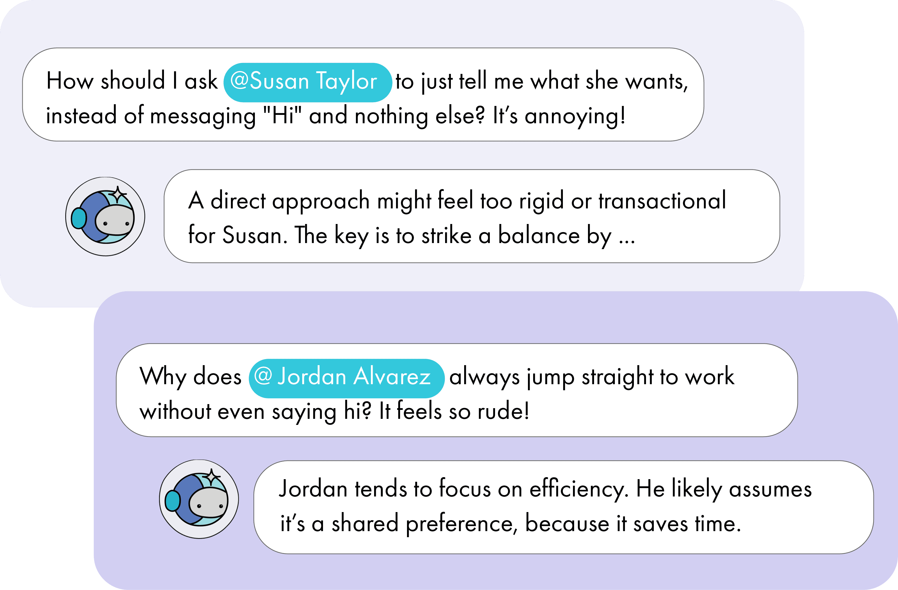 Starguide chat conversation about a colleague's communication style